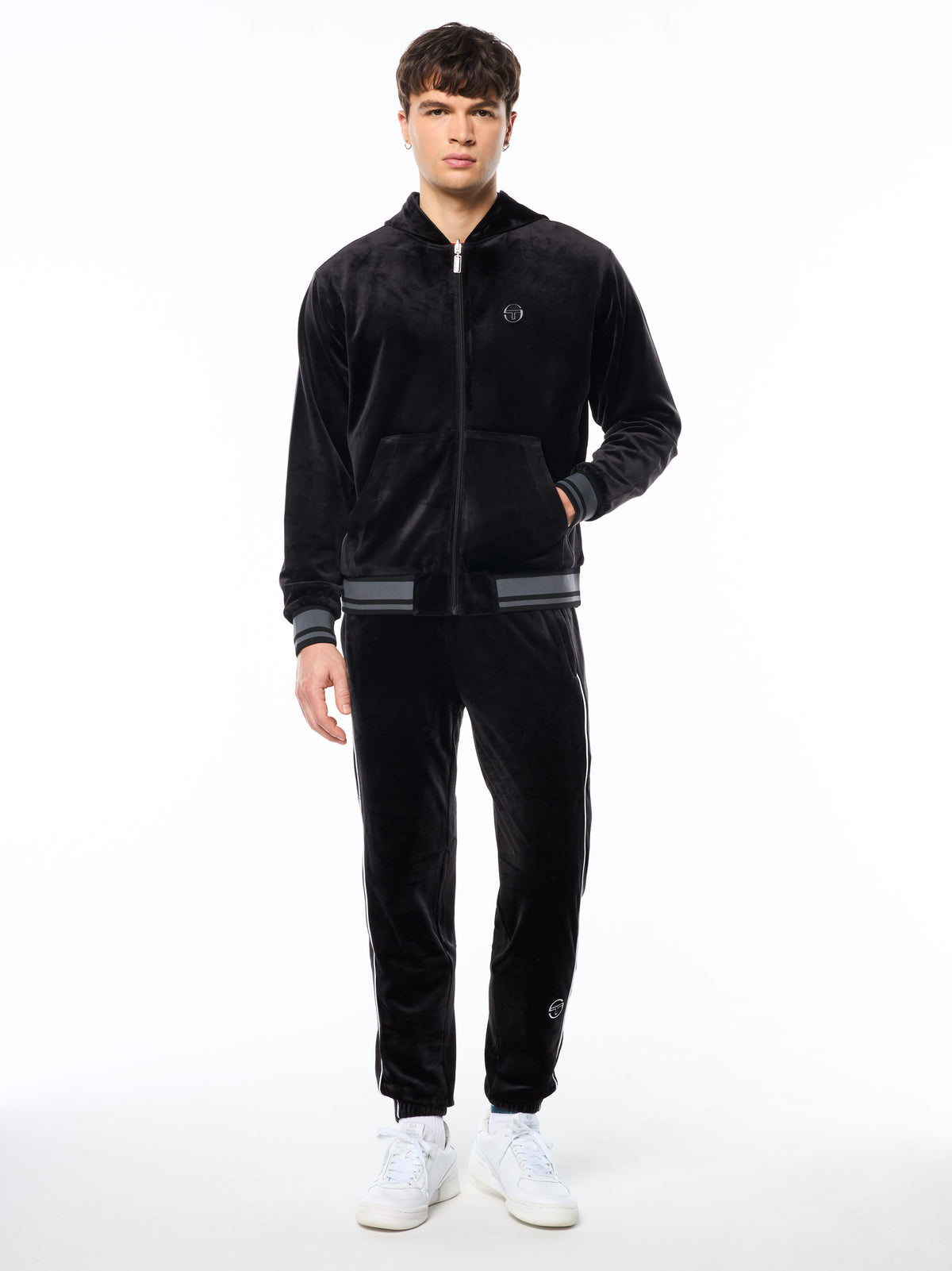 Viaggioa Reversible Velour Track Jacket in Black Beauty, view 4