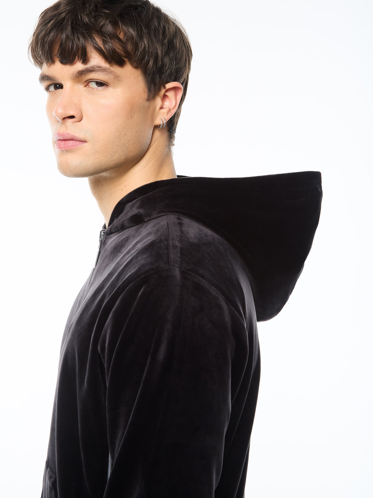 Viaggioa Reversible Velour Track Jacket in Black Beauty, view 8