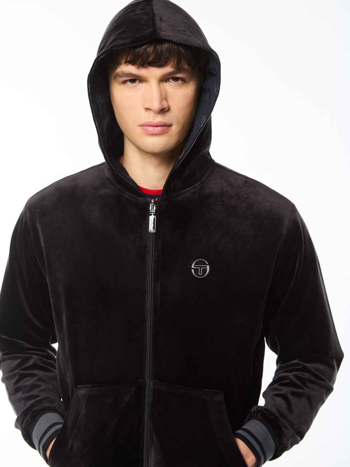 Viaggioa Reversible Velour Track Jacket in Black Beauty, view 9