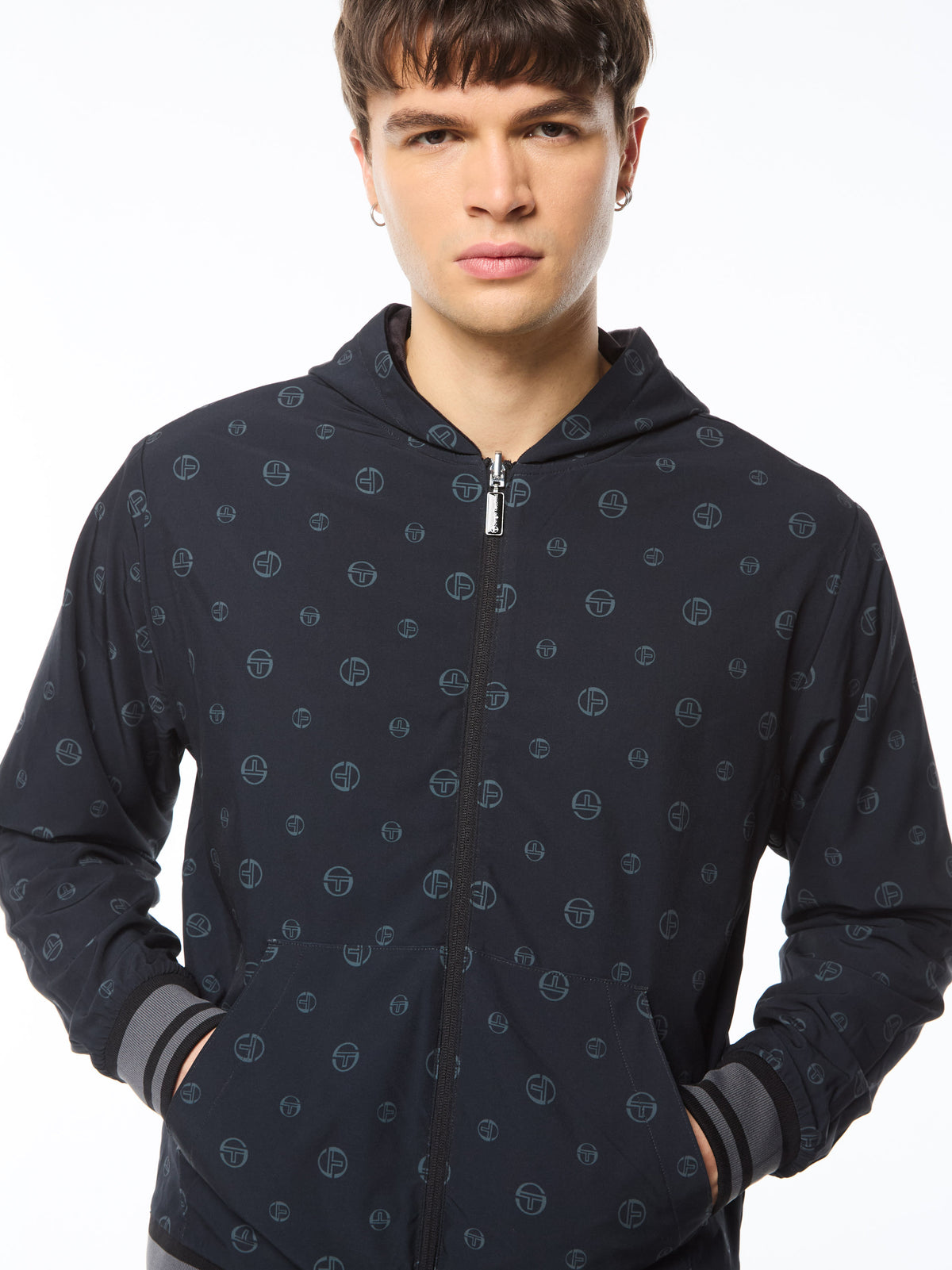 Viaggioa Reversible Velour Track Jacket in Black Beauty, view 3