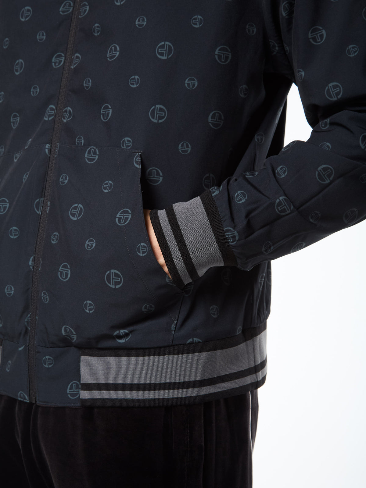 Viaggioa Reversible Velour Track Jacket in Black Beauty, view 10