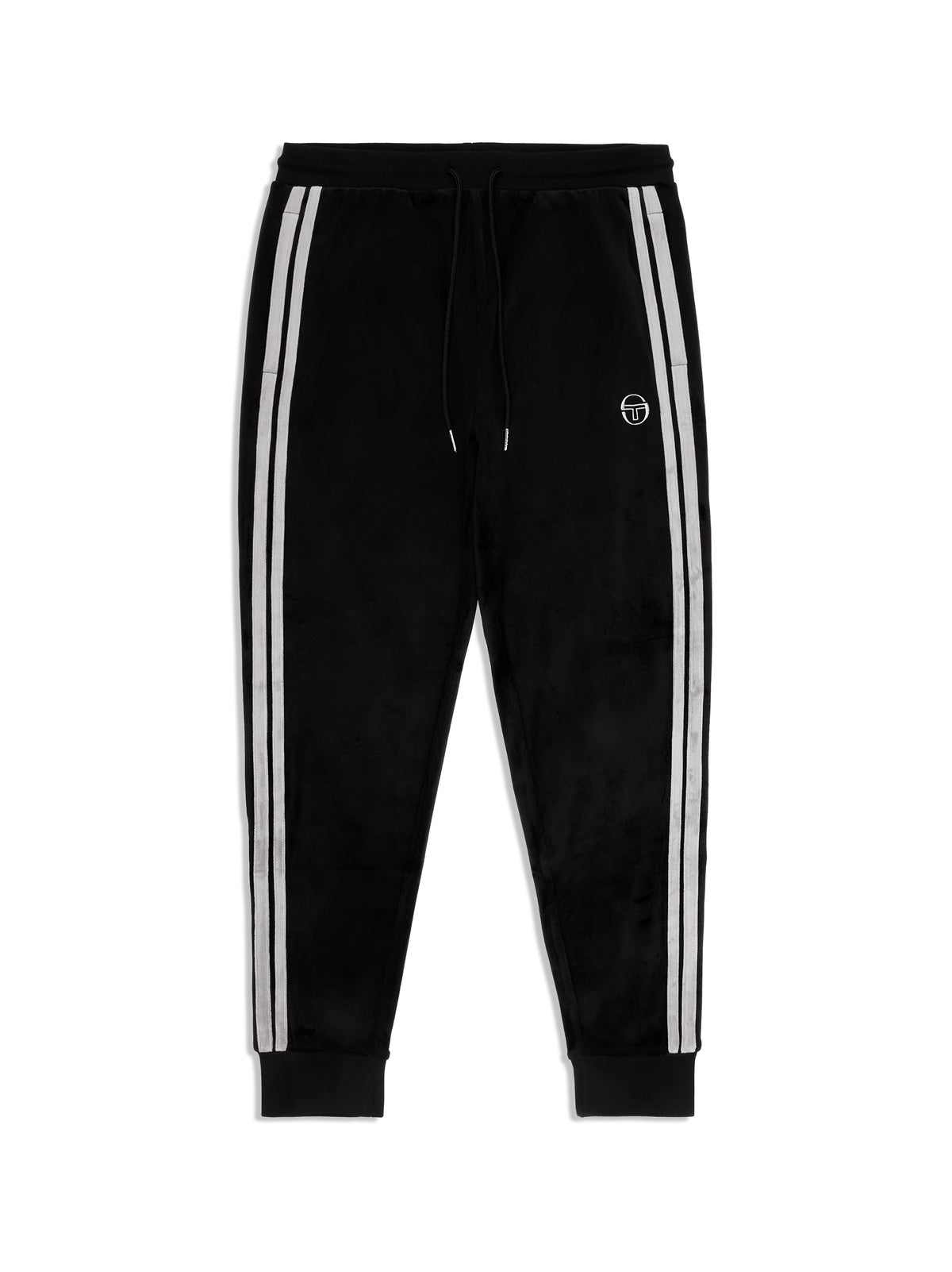 Sergio Tacchini Damarindo Velour Track Pant in Black Beauty, front flat lay.