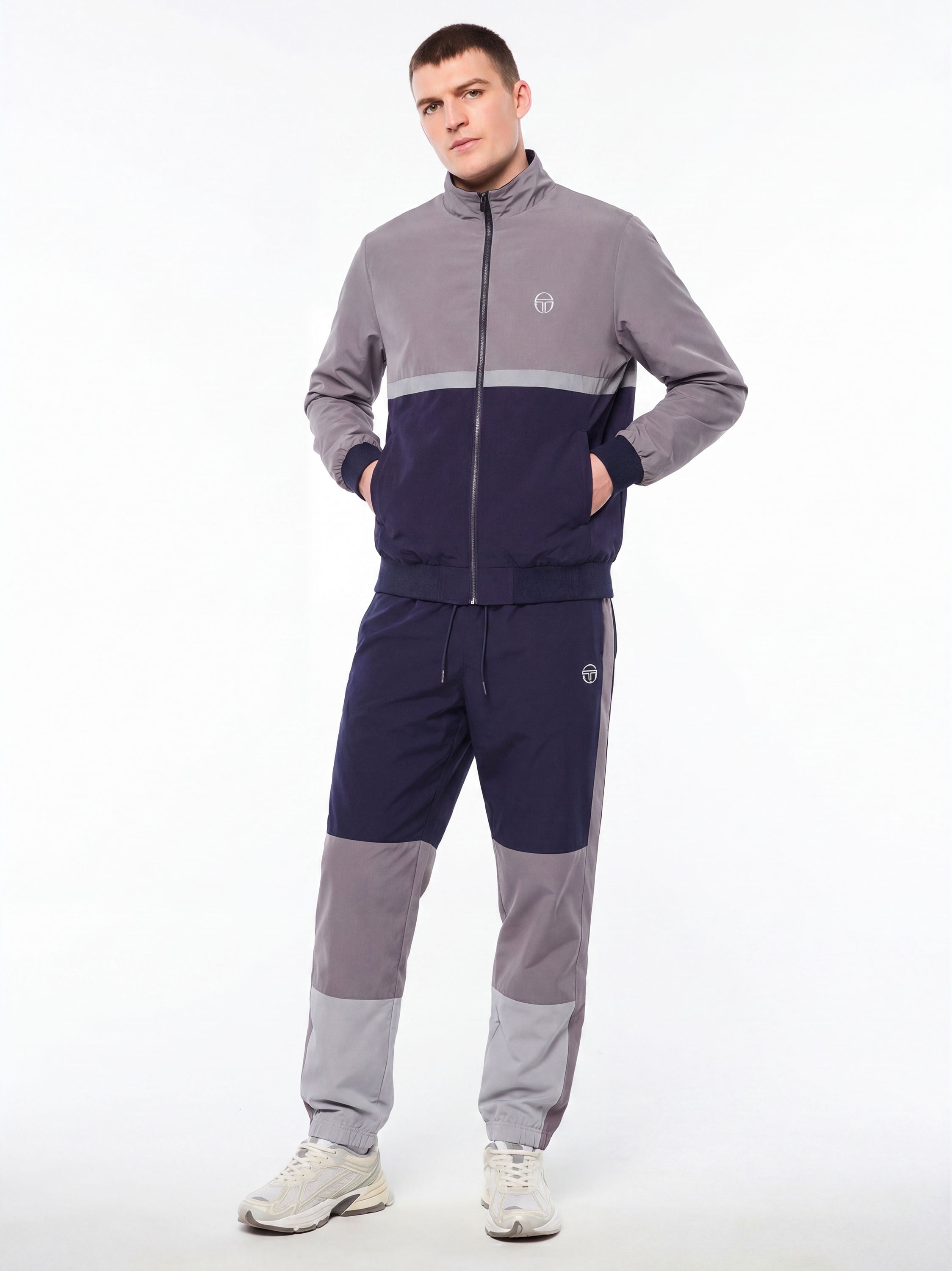 Model wearing Portico Track Jacket