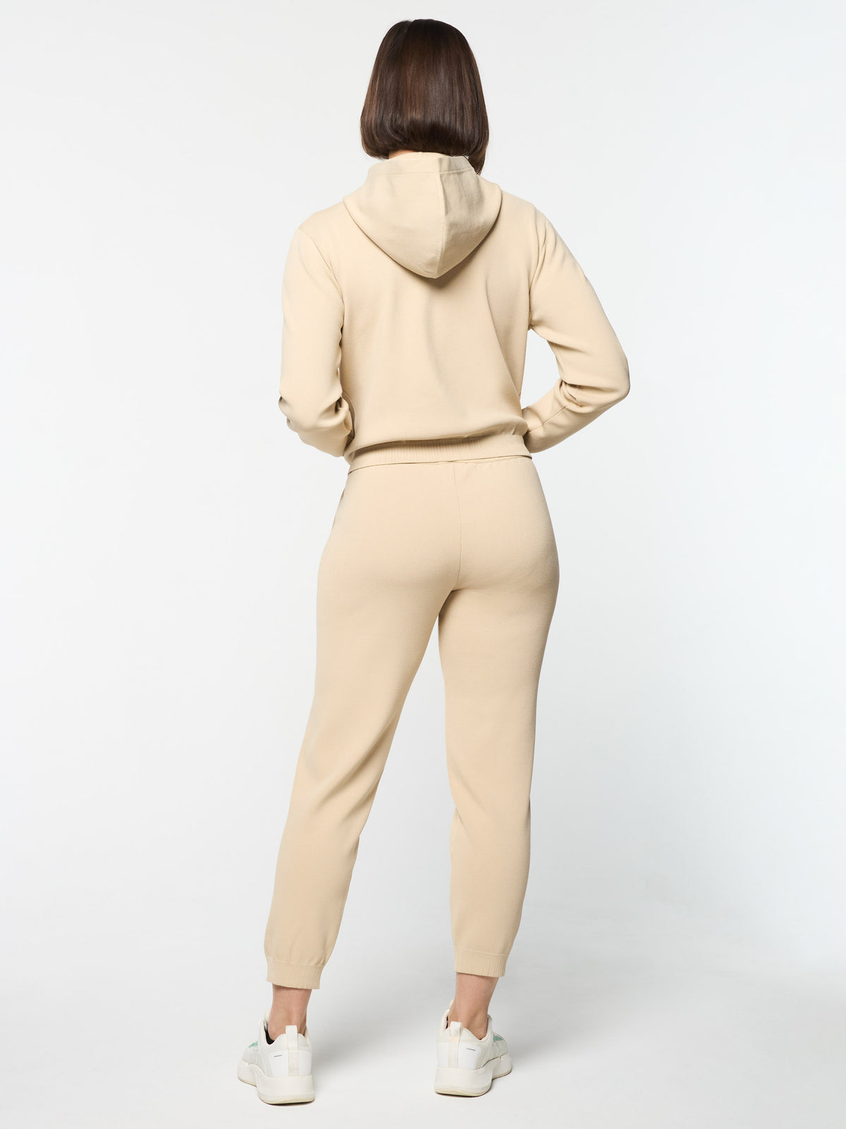 Full body back view of the Rosolina Hoodie in Humus with matching joggers.