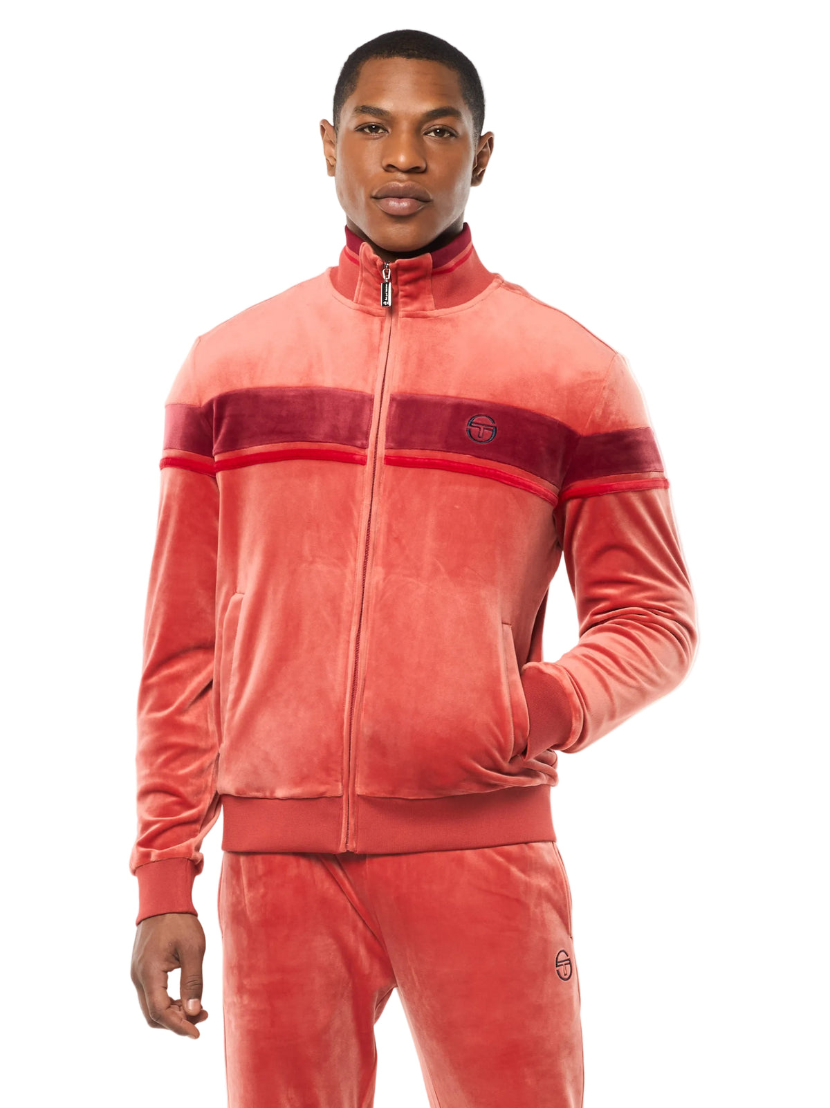 Damarindo Velour Track Jacket in Hot Sauce