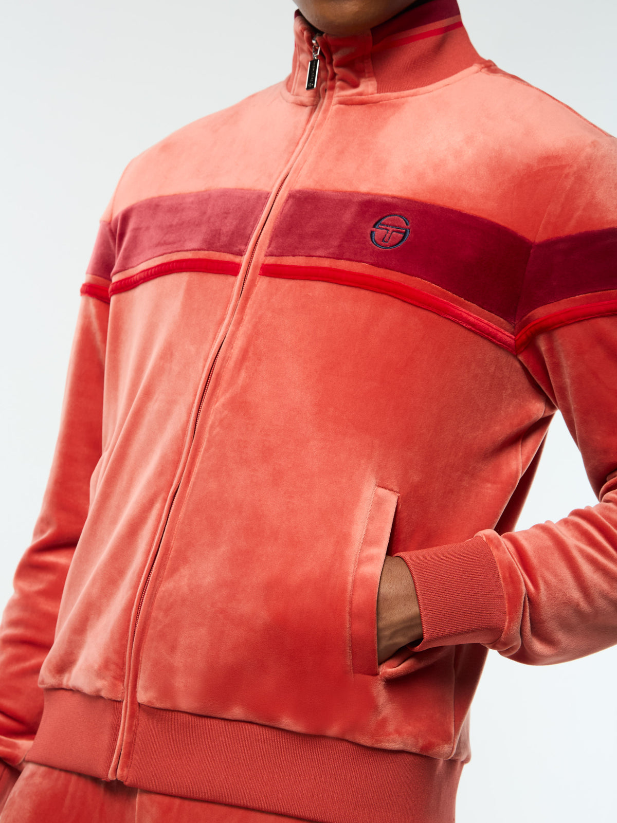 Damarindo Velour Track Jacket in Hot Sauce, view 7