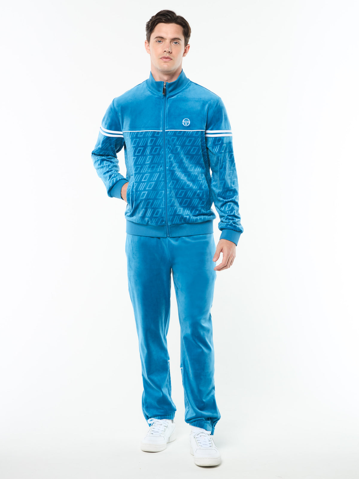 Bandiera Track Jacket in Mykonos Blue, view 3