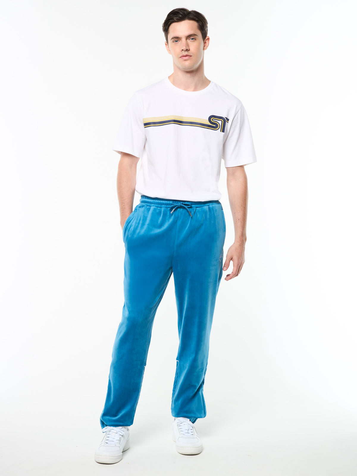 Bandiera Track Pant in Mykonos Blue, view 3