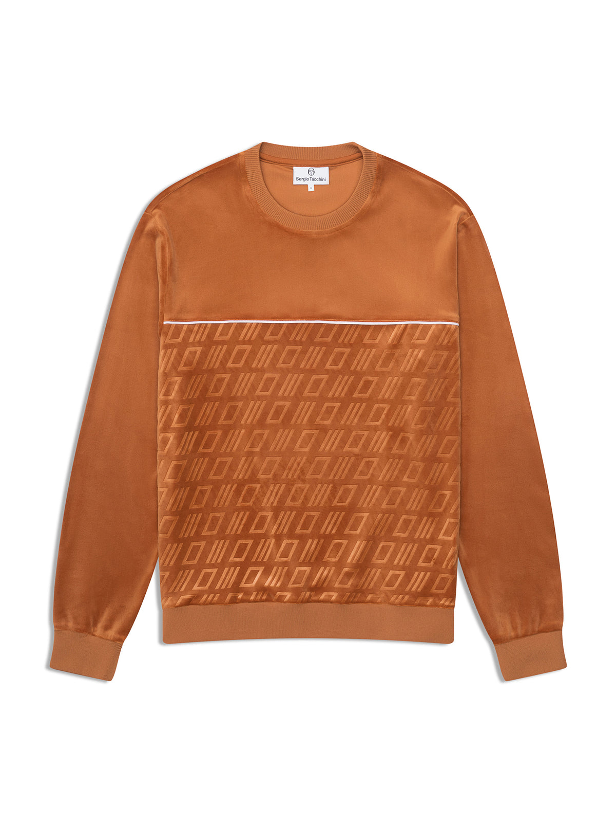 Bandiera Debossed Velour Crewneck in Sugar Almond, view 2