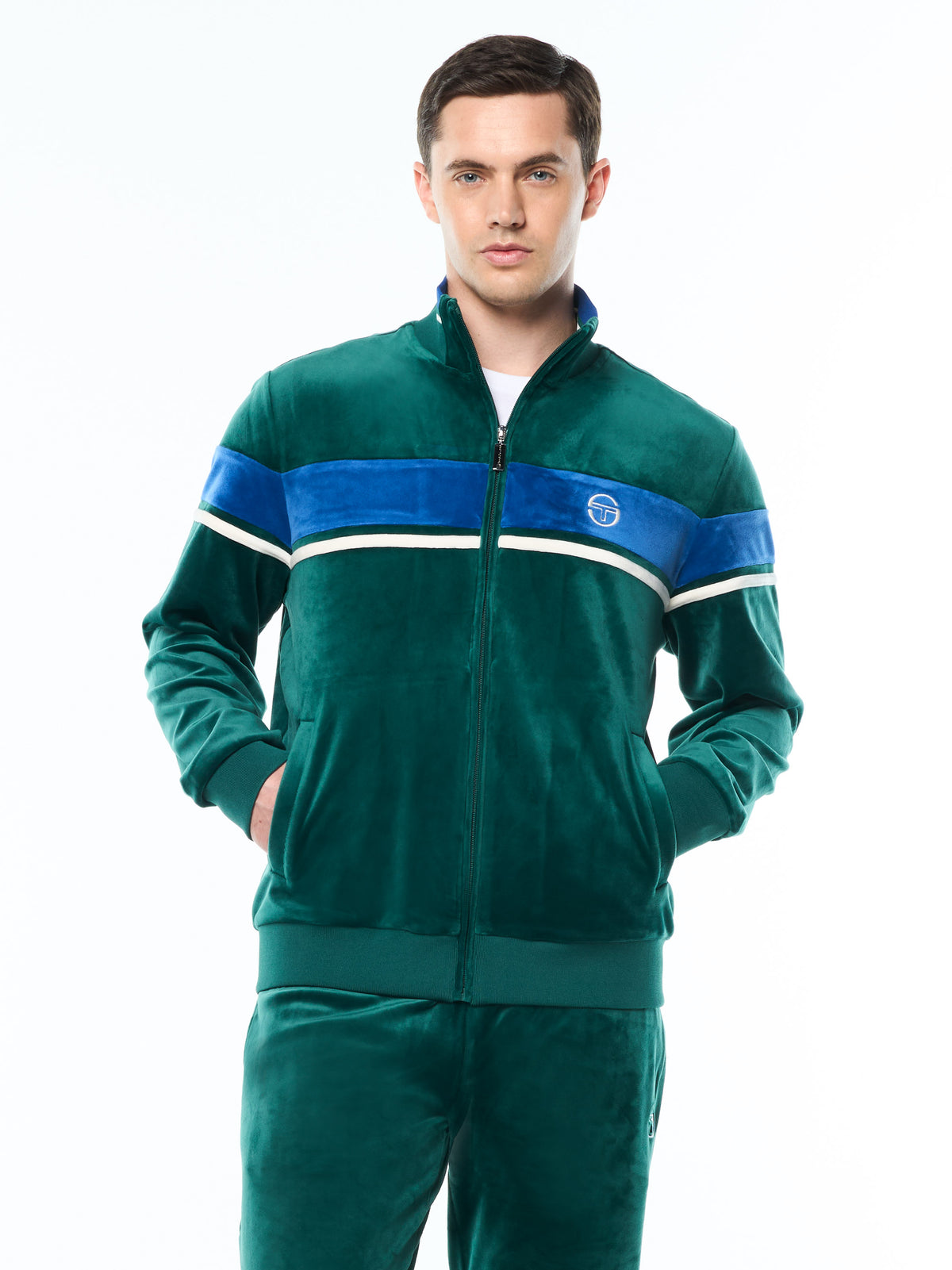 Damarindo Velour Track Jacket in Forest Biome