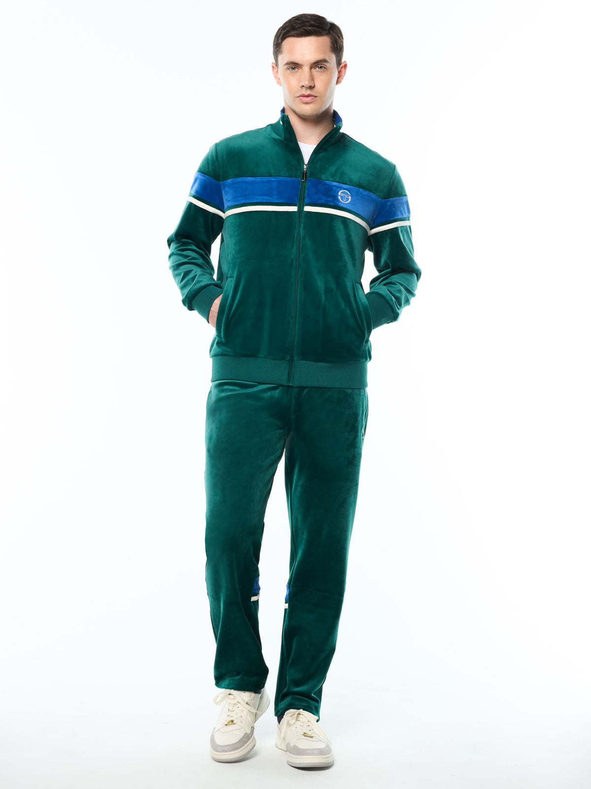 Damarindo Velour Track Jacket in Forest Biome, view 3