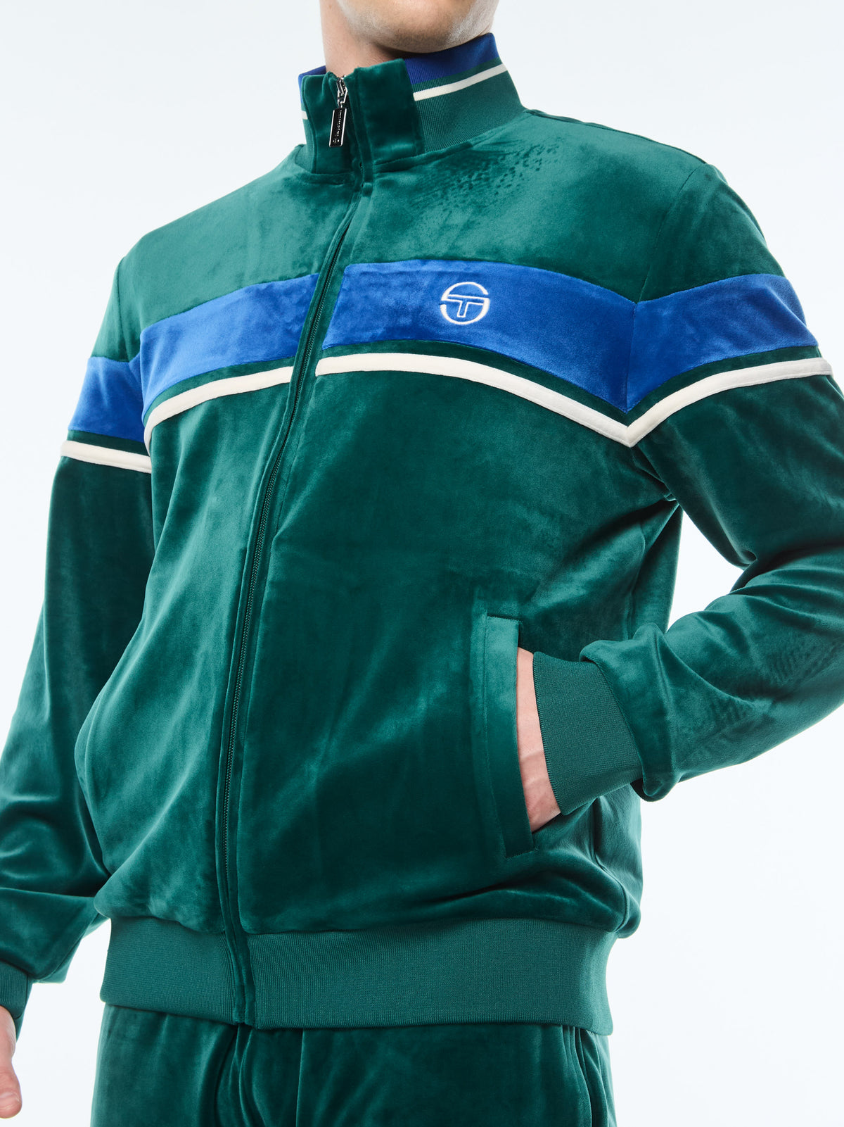 Damarindo Velour Track Jacket in Forest Biome, view 11