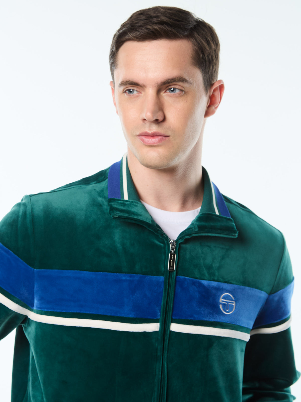 Damarindo Velour Track Jacket in Forest Biome, view 6