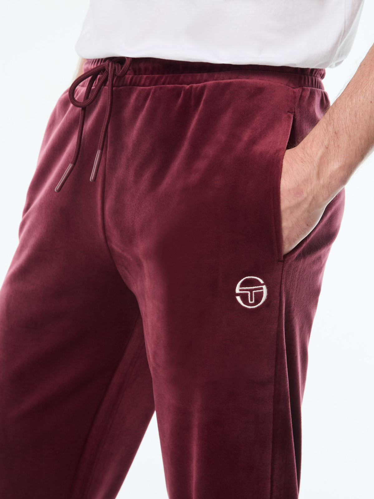 Damarindo Velour Track Pant in Tawny Port, view 7