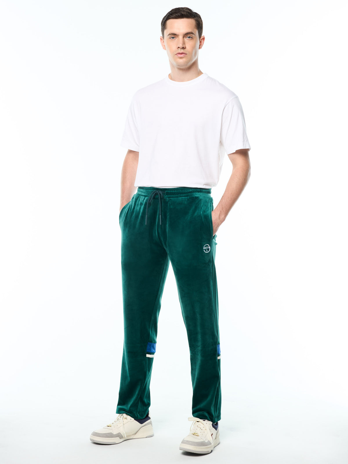 Damarindo Velour Track Pant in Forest Biome, view 3