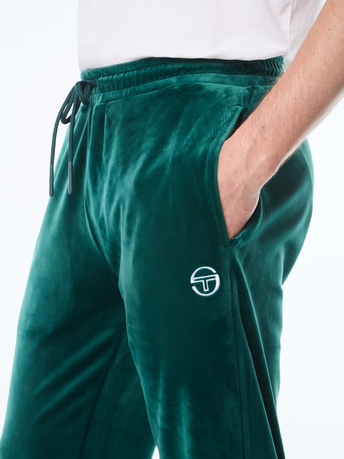 Damarindo Velour Track Pant in Forest Biome, view 8