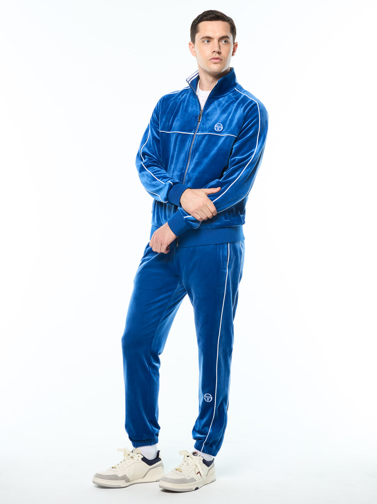 Lioni Velour Track Jacket in Galaxy Blue, view 4