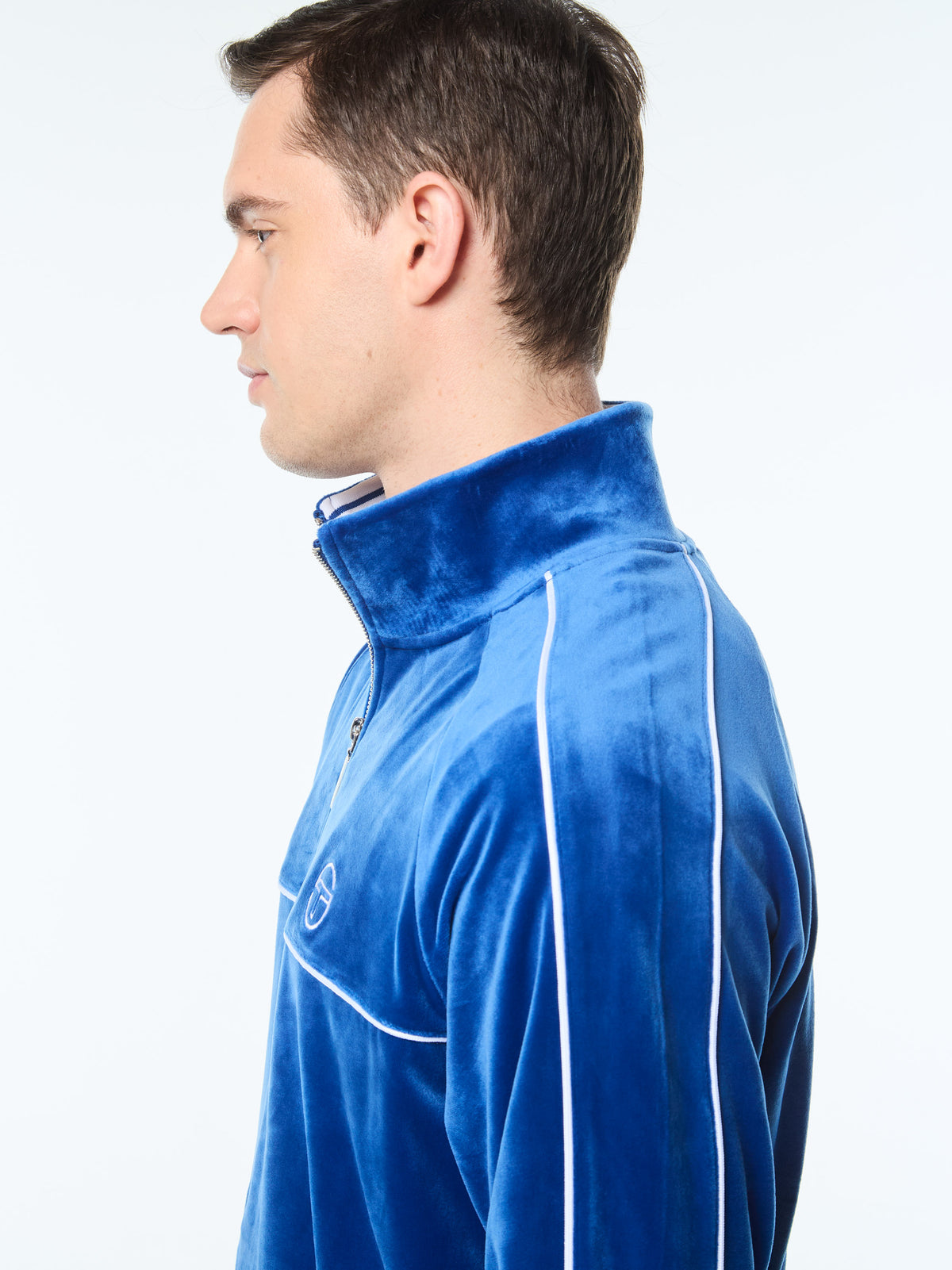 Lioni Velour Track Jacket in Galaxy Blue, view 6
