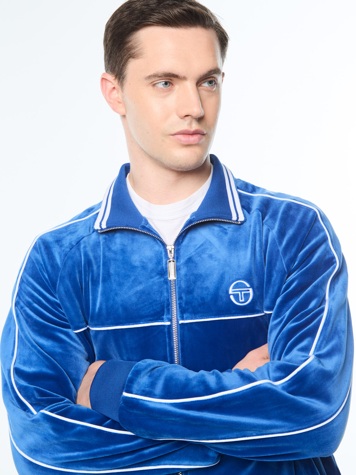 Lioni Velour Track Jacket in Galaxy Blue, view 9