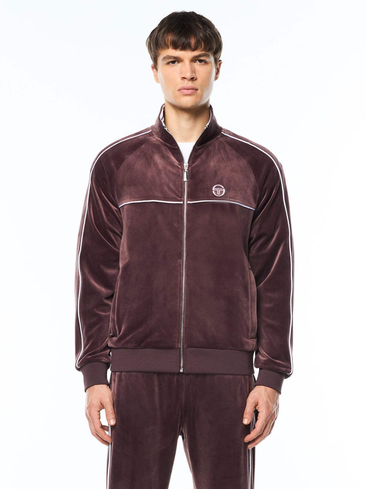 Lioni Velour Track Jacket in Huckleberry
