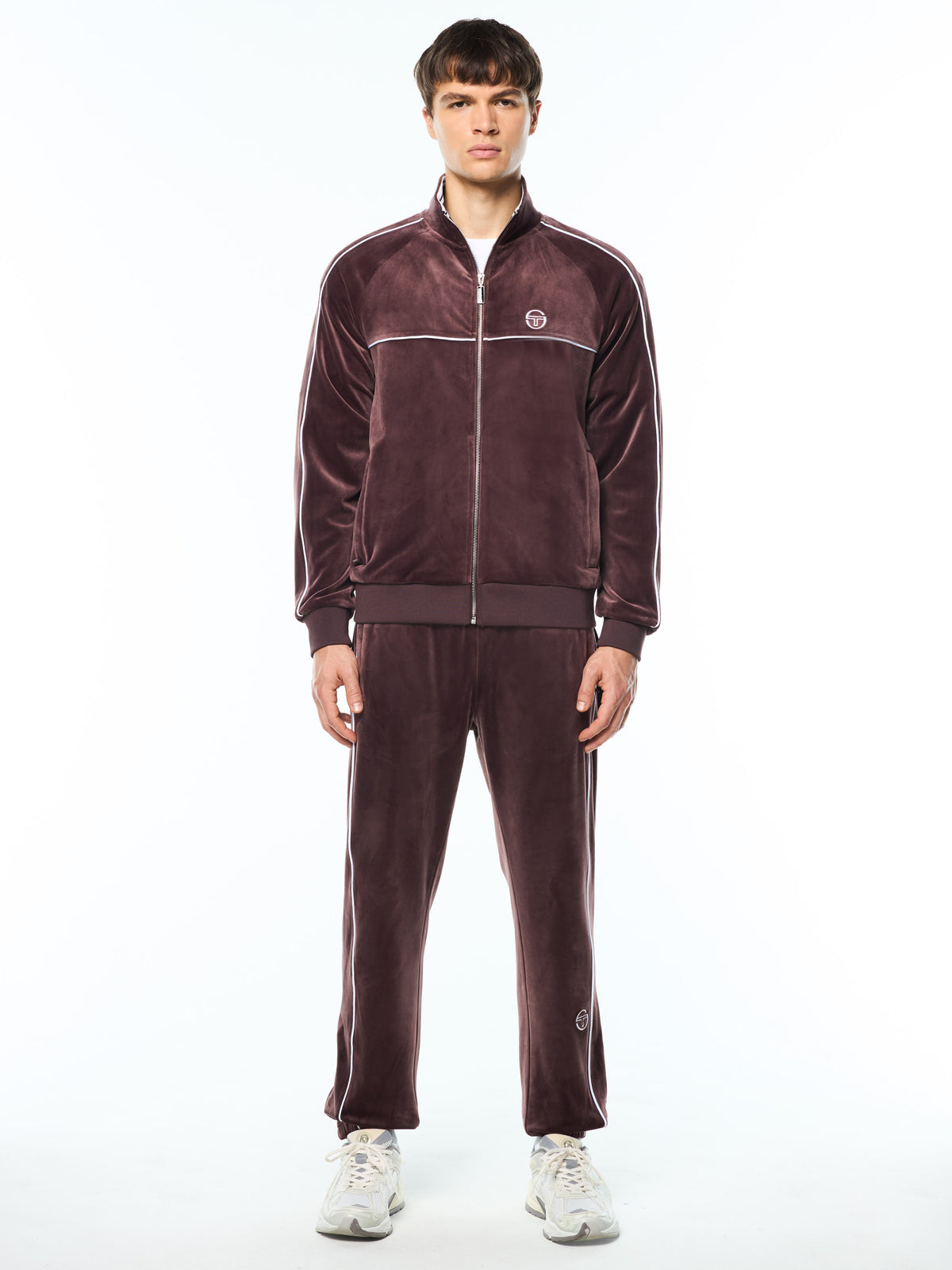 Lioni Velour Track Jacket in Huckleberry, view 7