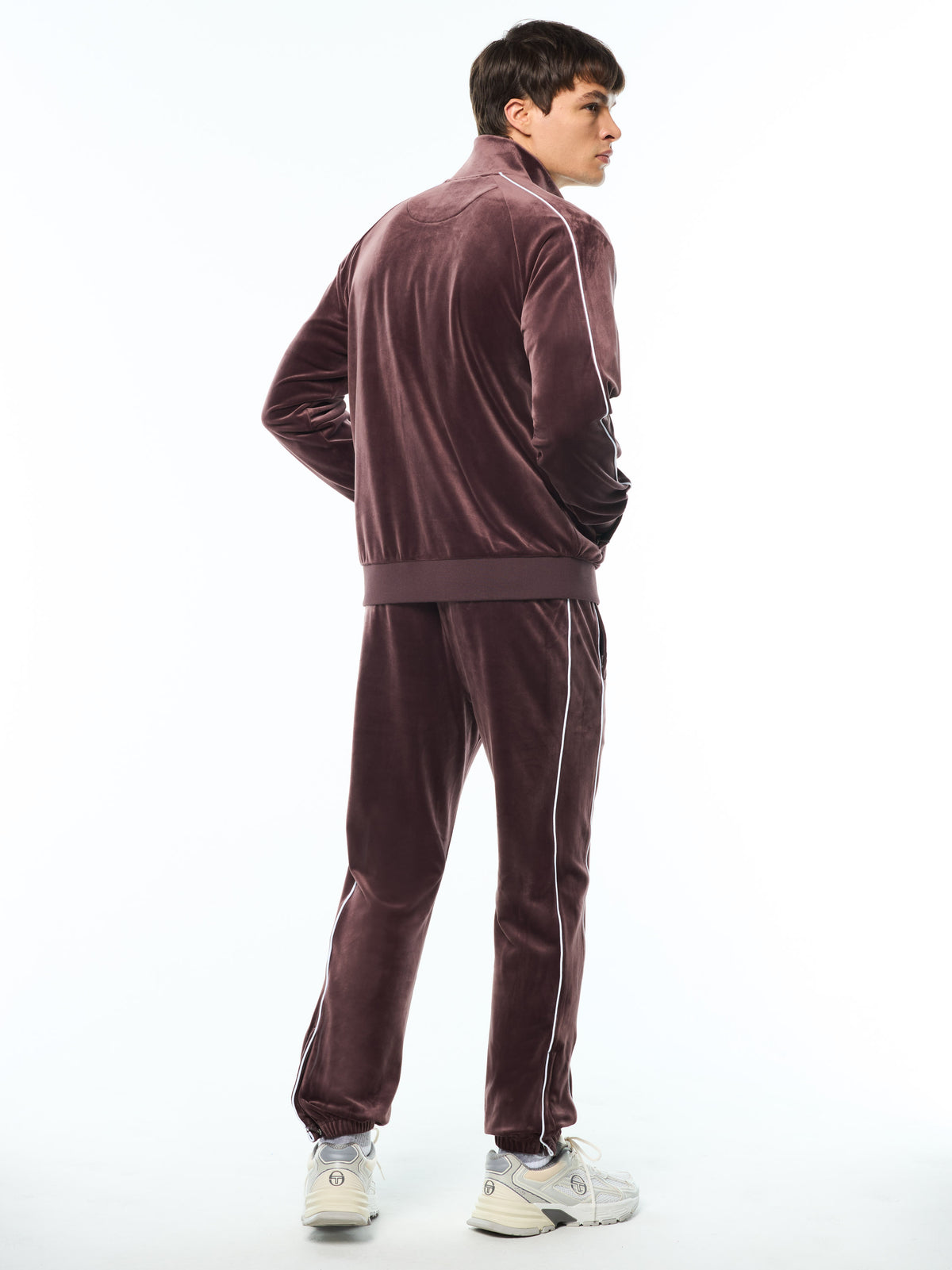 Lioni Velour Track Jacket in Huckleberry, view 9