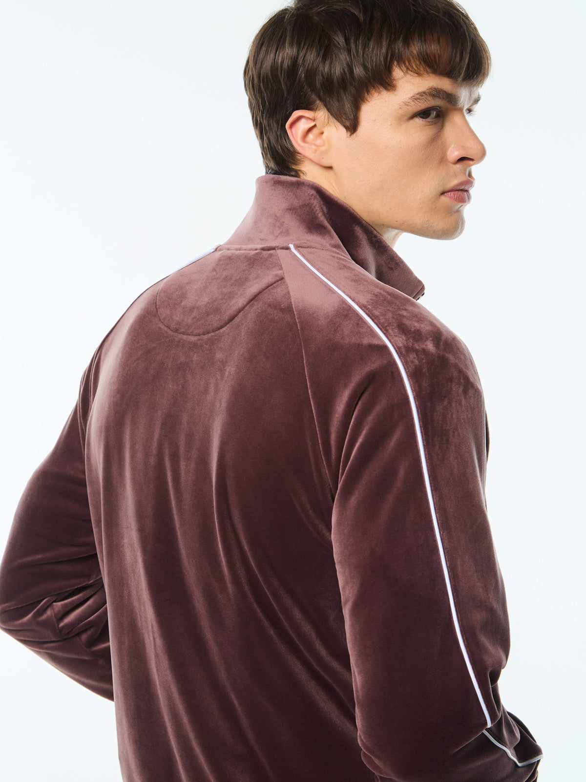 Lioni Velour Track Jacket in Huckleberry, view 10