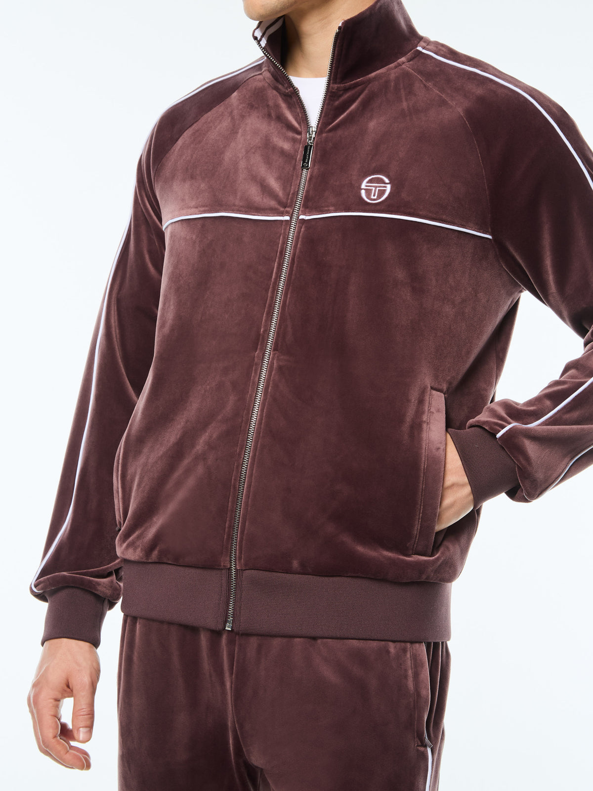 Lioni Velour Track Jacket in Huckleberry, view 11