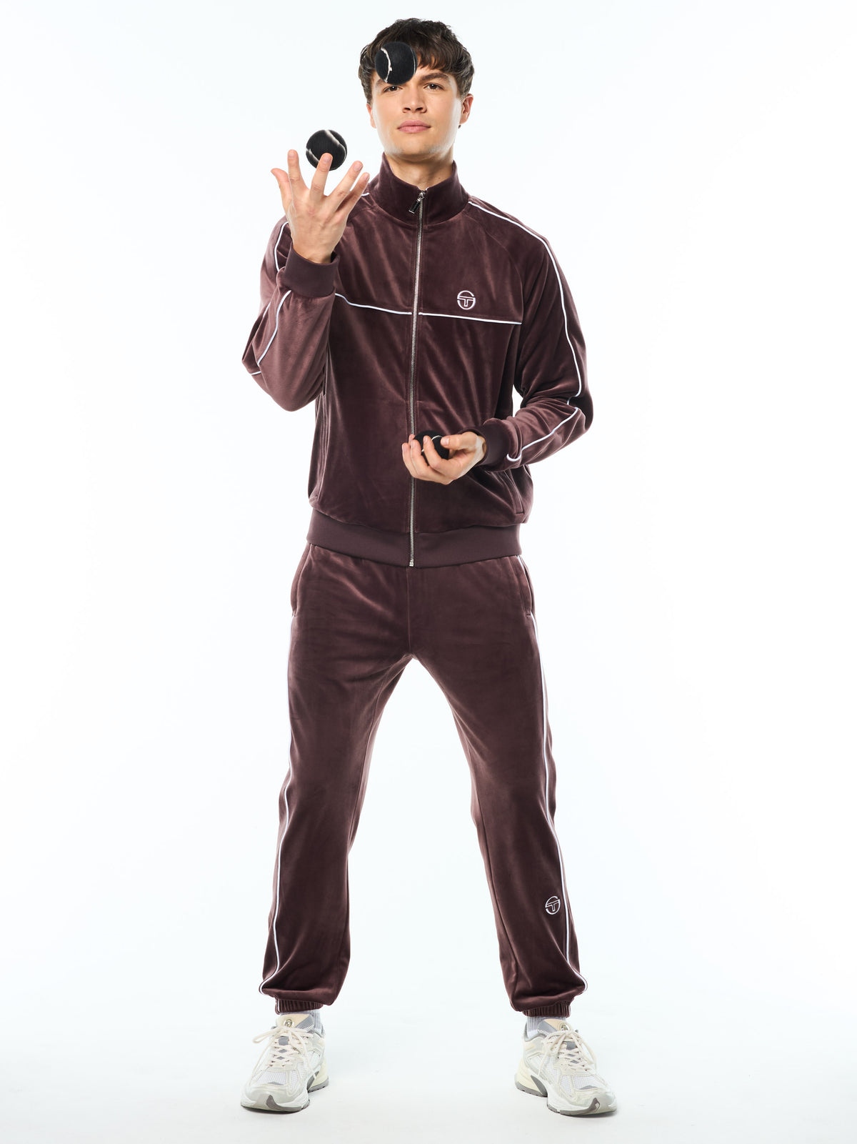 Lioni Velour Track Jacket in Huckleberry, view 13