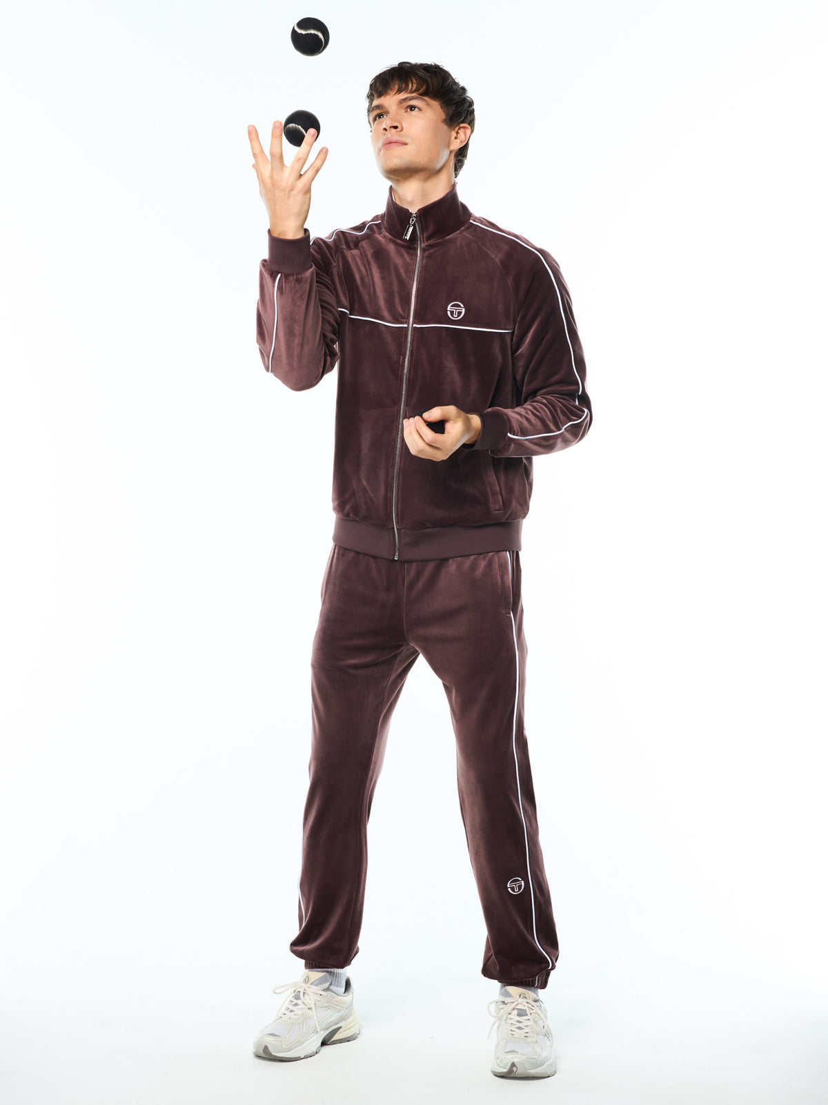 Lioni Velour Track Jacket in Huckleberry, view 4