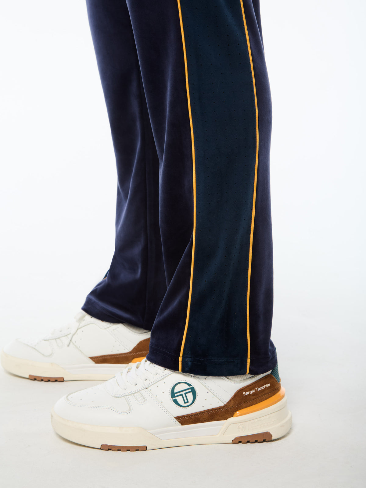 Forato Velour Track Pant in Maritime Blue, view 8