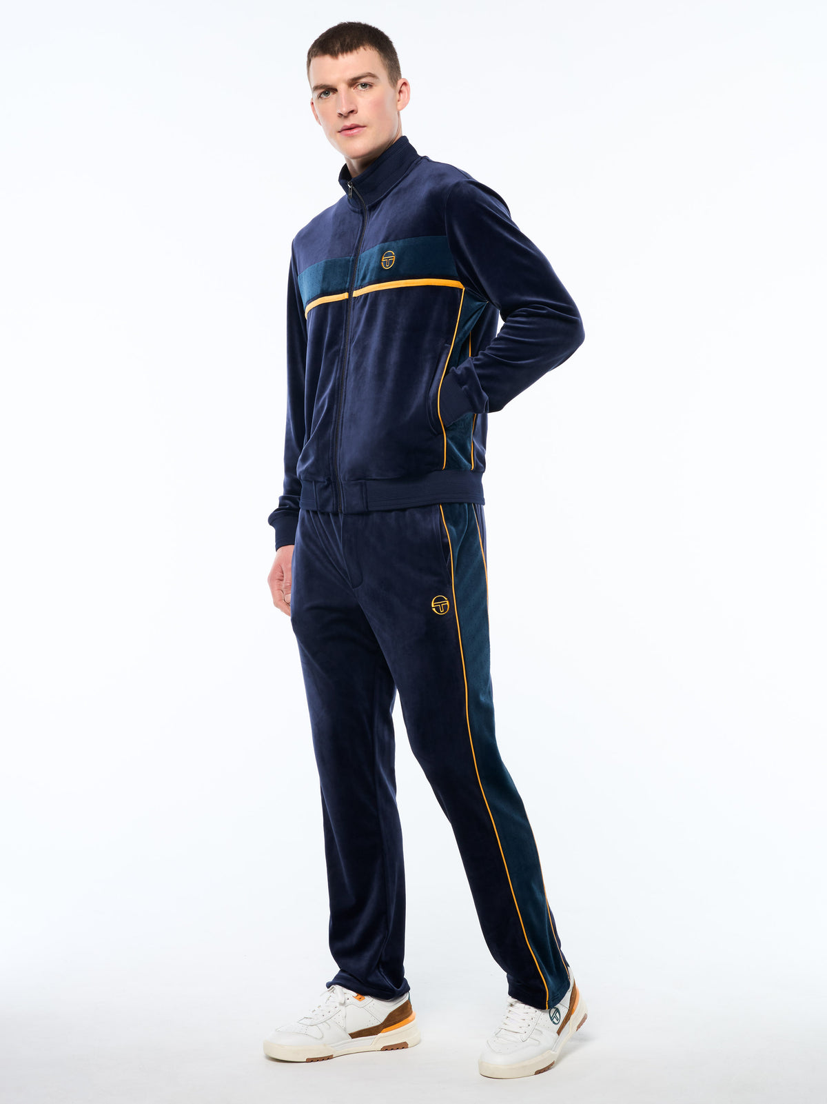 Forato Velour Track Jacket in Maritime Blue, view 4