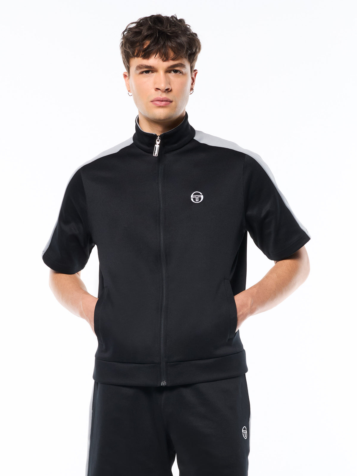 Viscotti Short Sleeve Track Jacket in Black Beauty