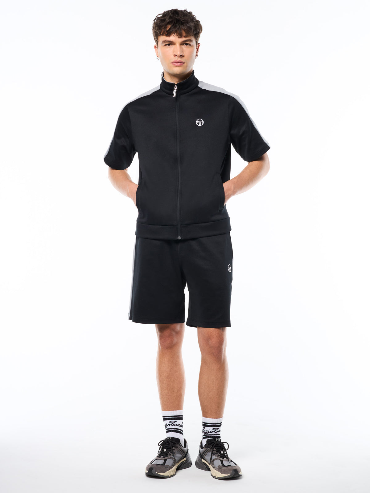 Viscotti Short Sleeve Track Jacket in Black Beauty, view 3
