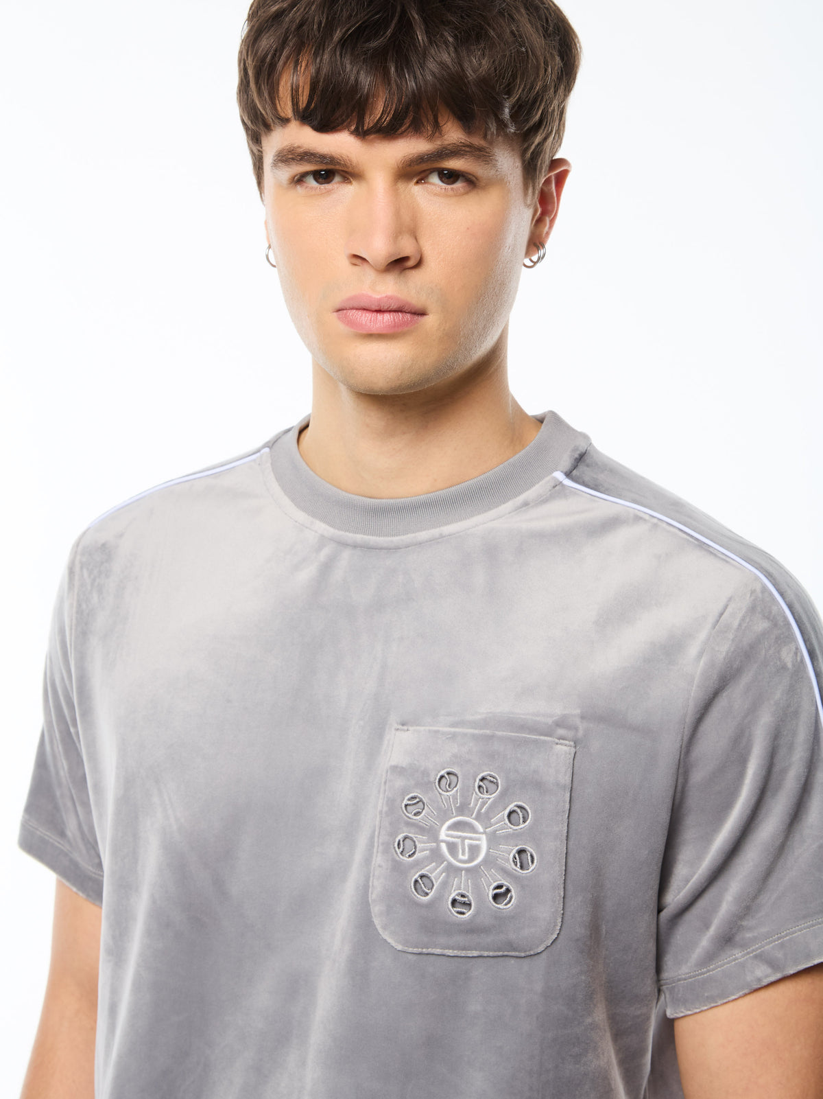 Cresta Velour Pocket T-Shirt in Sleet, view 7