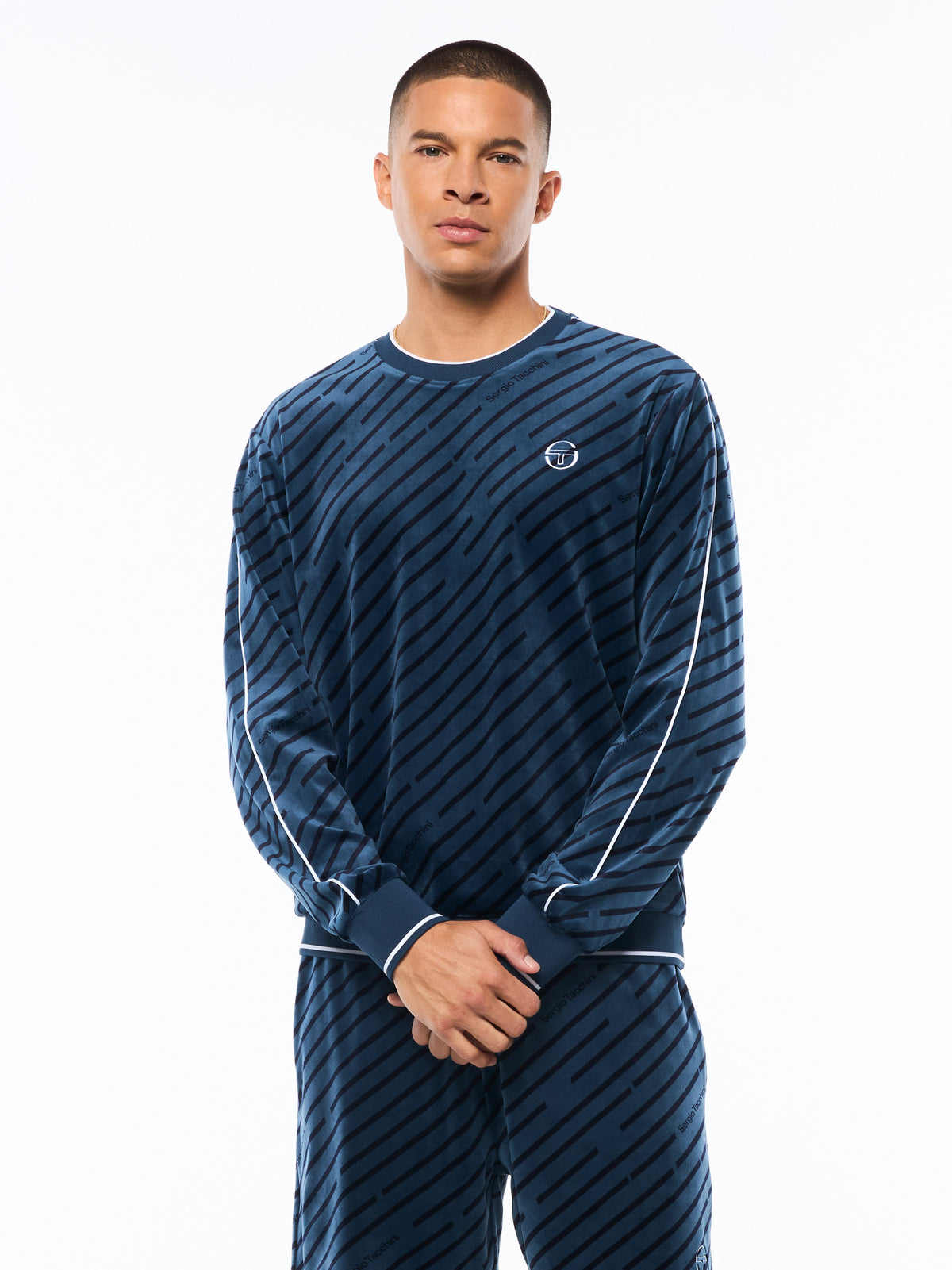 Obliquo Velour Crewneck in Key Largo