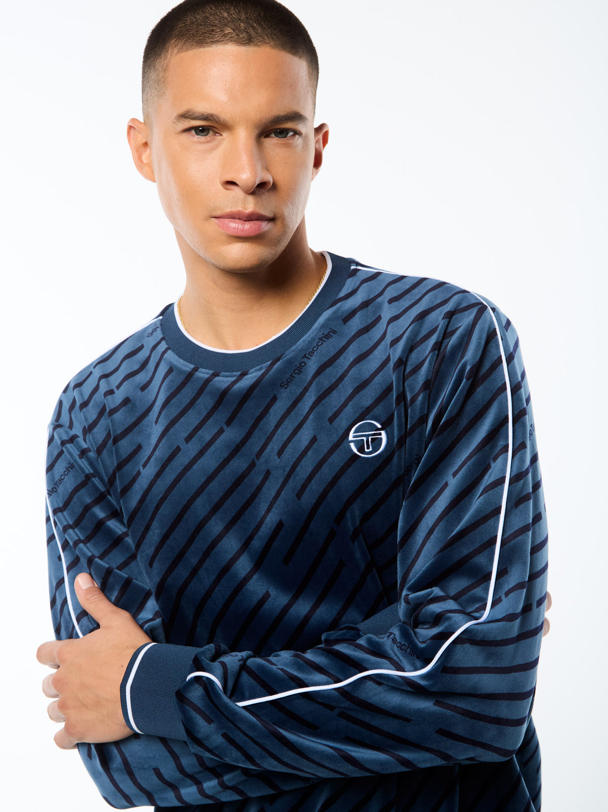 Obliquo Velour Crewneck in Key Largo, view 6
