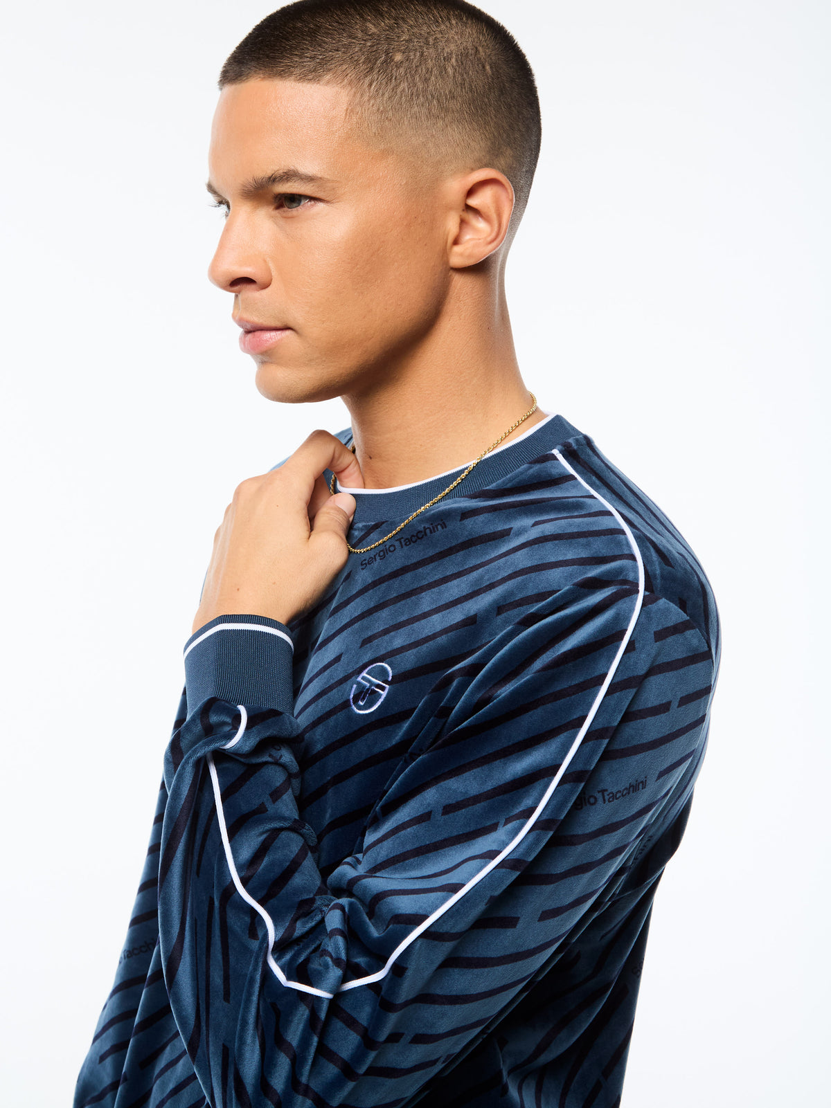 Obliquo Velour Crewneck in Key Largo, view 7