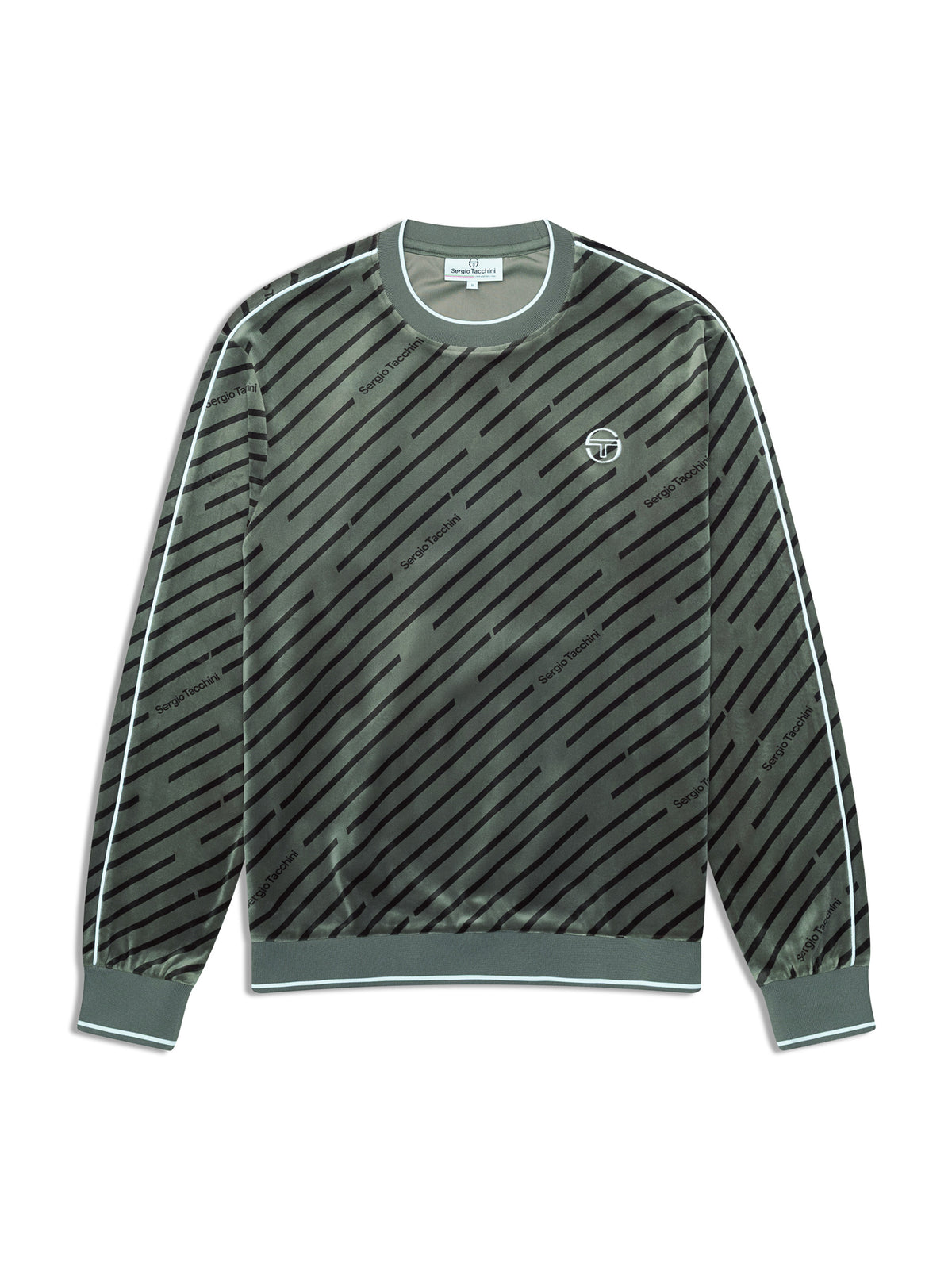 Obliquo Velour Crewneck in Agave Green, view 2