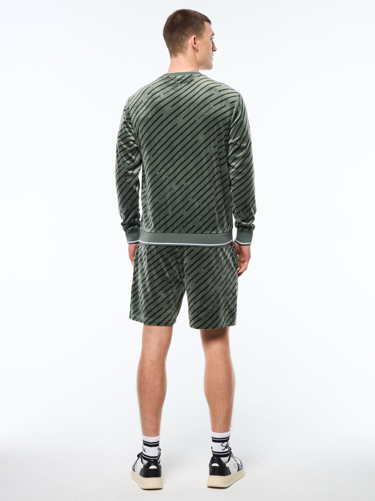 Obliquo Velour Crewneck in Agave Green, view 5