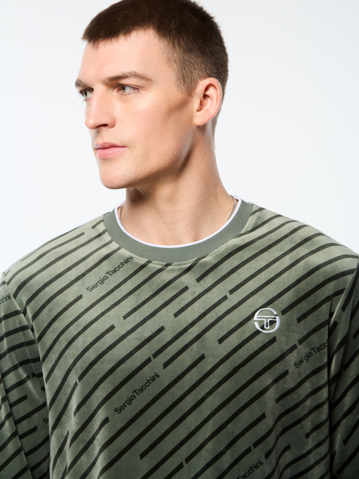 Obliquo Velour Crewneck in Agave Green, view 6