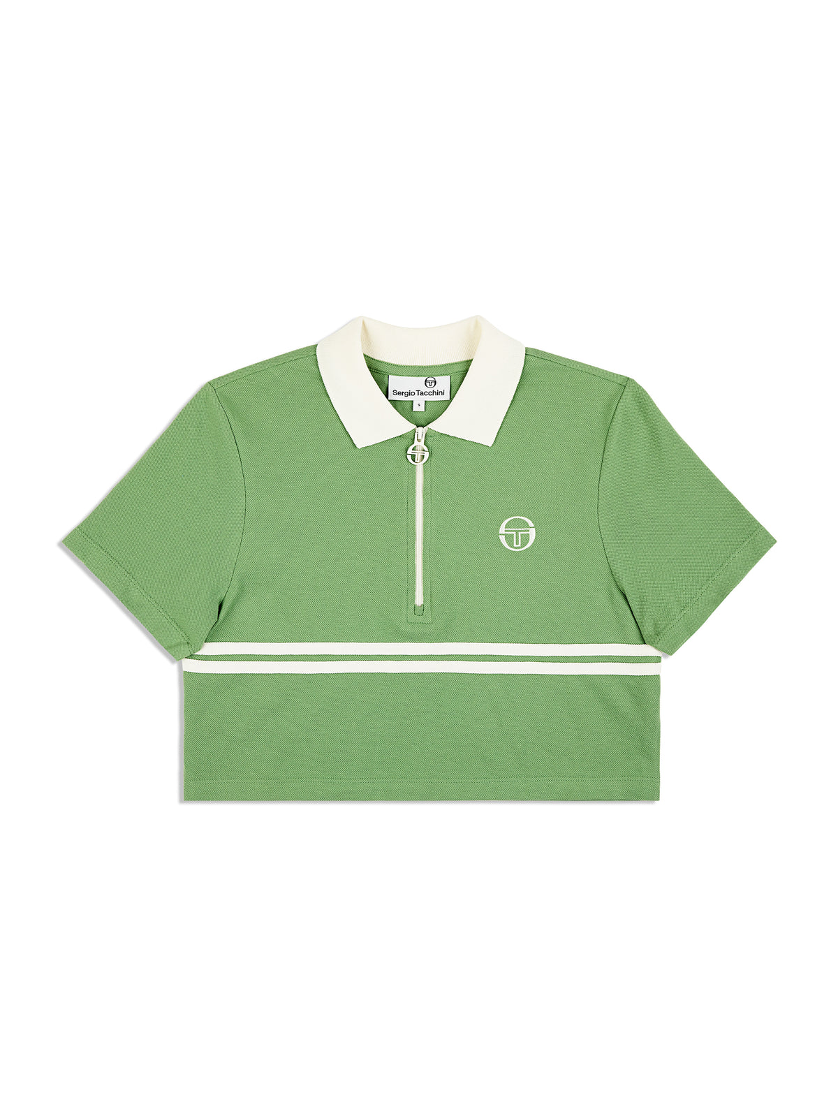 Sergio Tacchini Miss Supermac Polo in Jade Green, front flat lay.