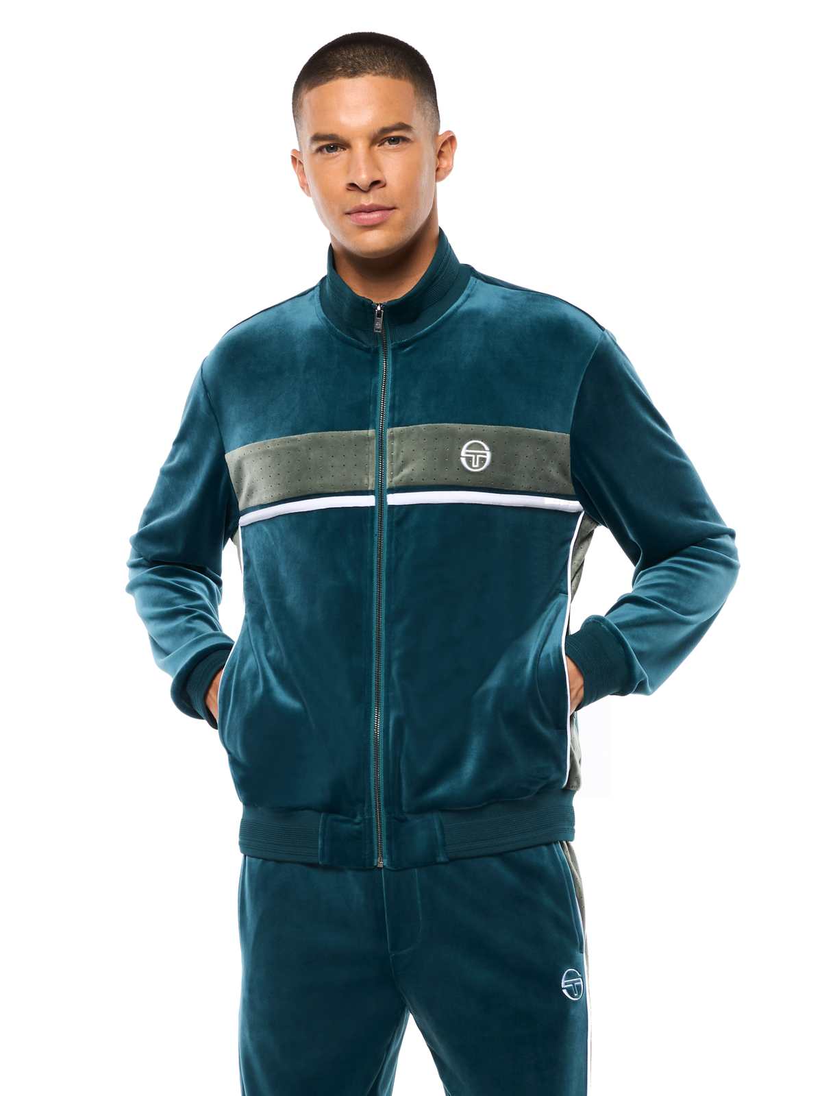 Forato Velour Track Jacket-Mediterranea – Sergio Tacchini