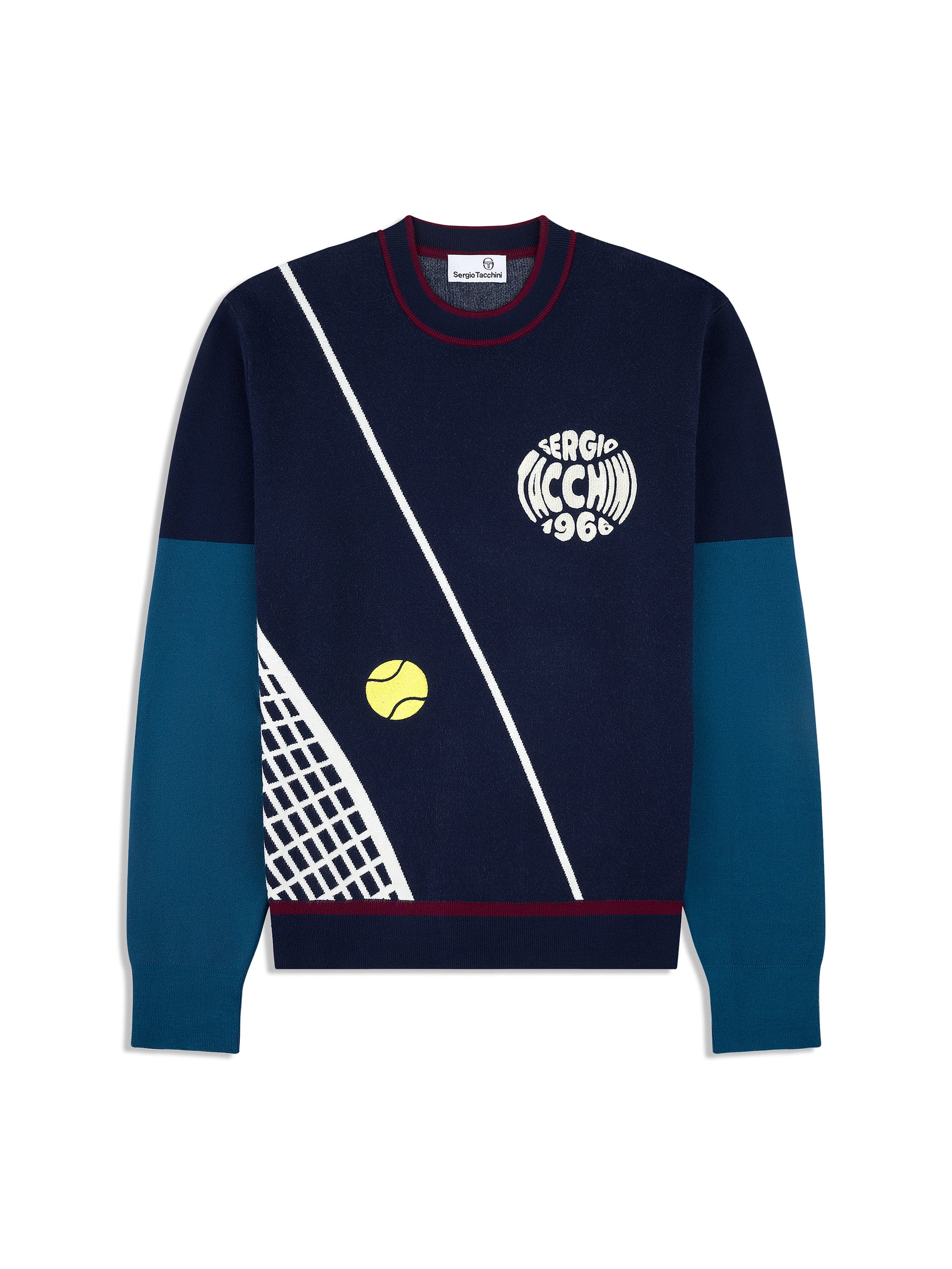 Sergio Tacchini - Sweat Capuche A Bandes 40295 Midday Blanc Bleu Marine