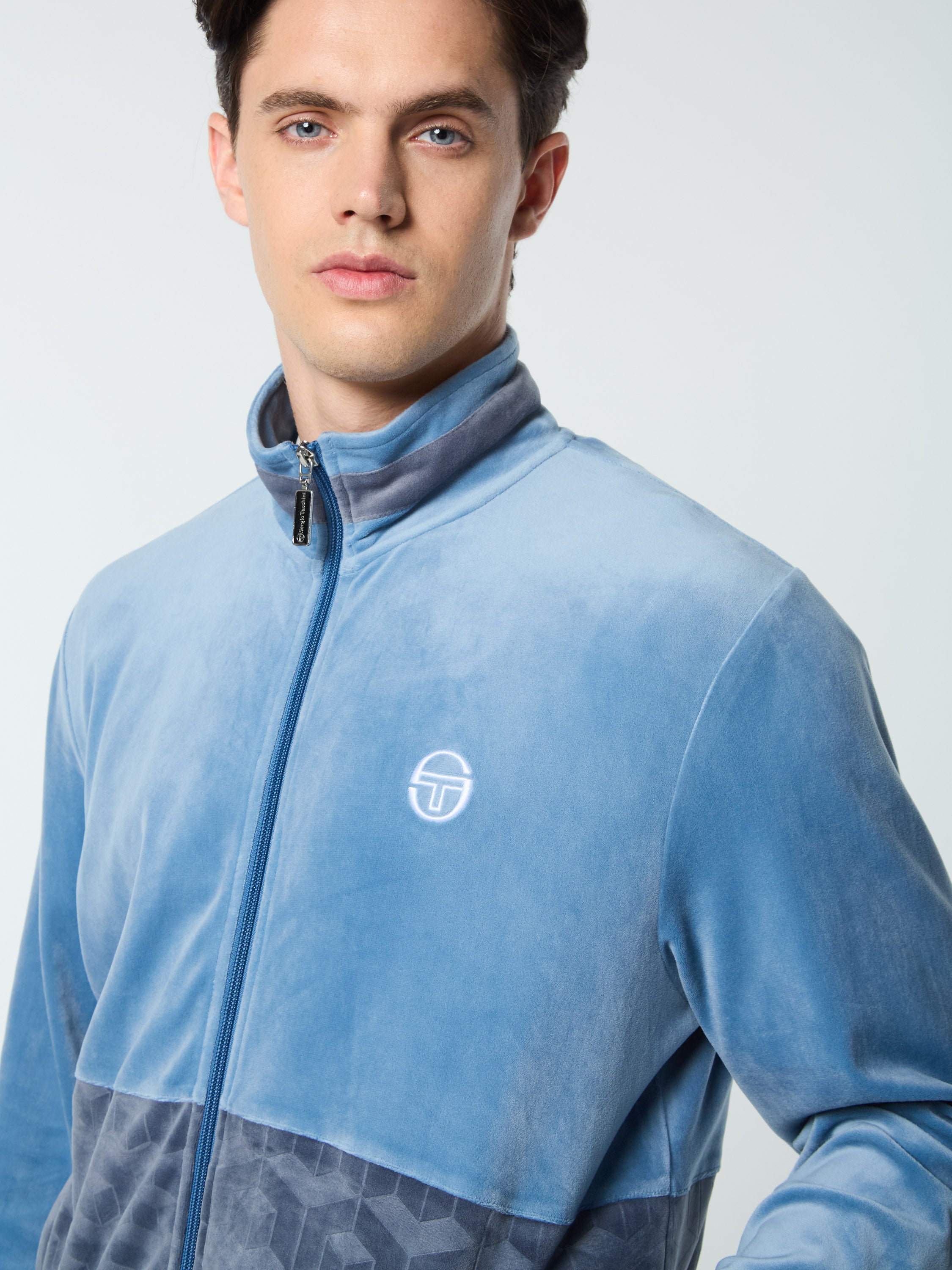 Foggia Velour Debossed Track Jacket- Coronet Blue – Sergio Tacchini