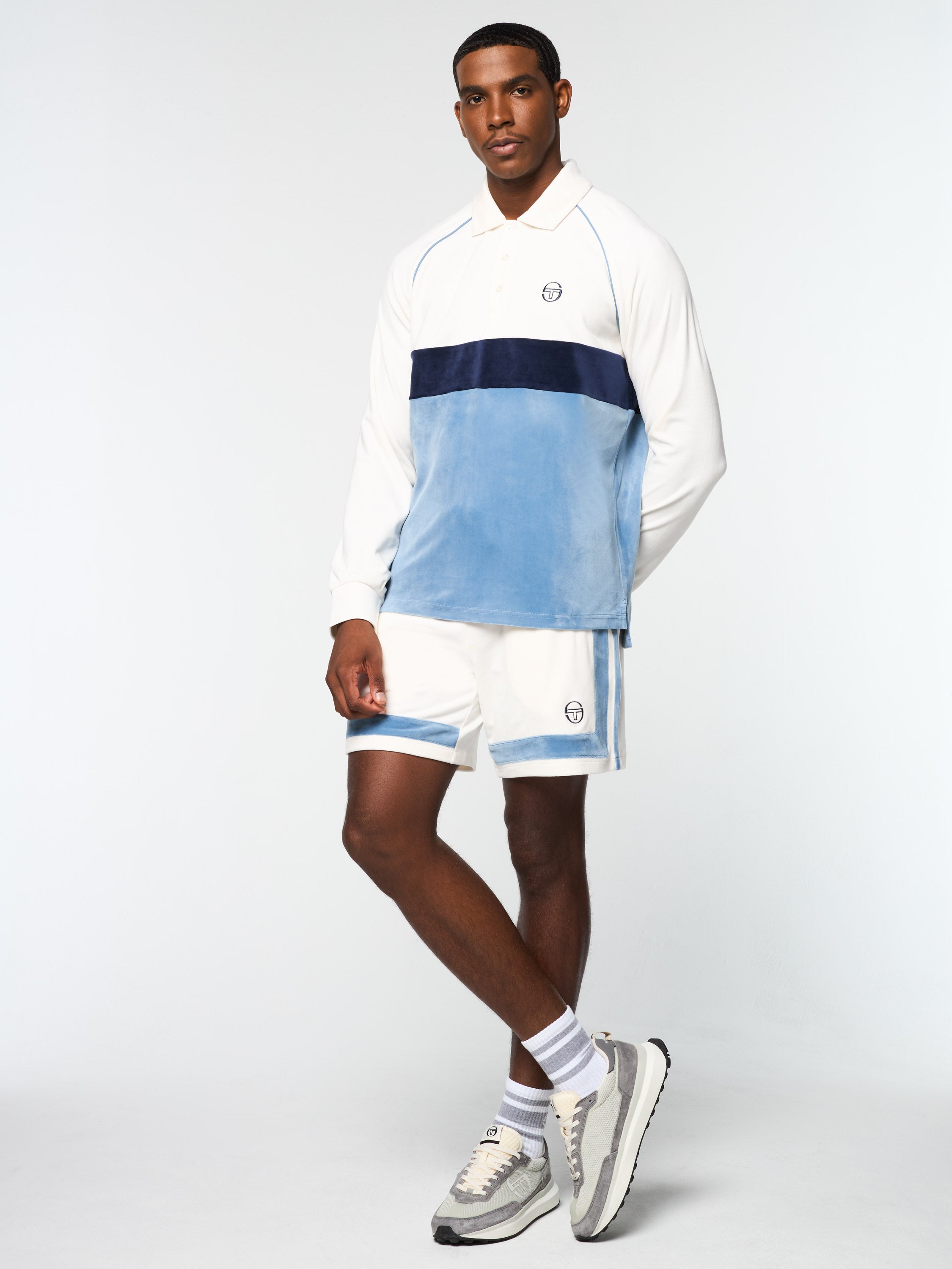 Noci Velour Long Sleeve Polo- Gardenia – Sergio Tacchini