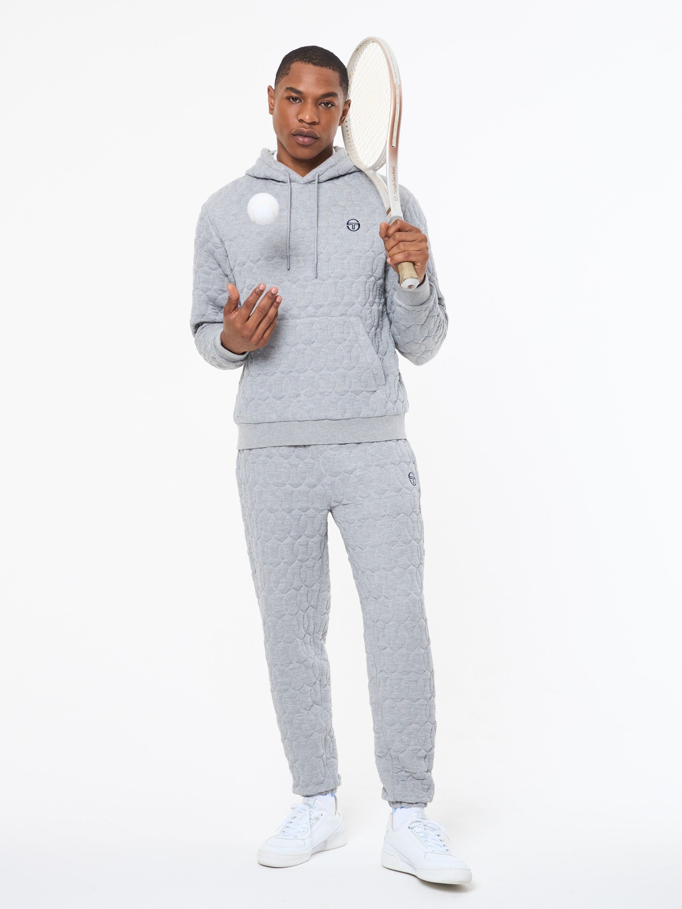 Aversa Quilted Hoodie- Light Heather Grey – Sergio Tacchini