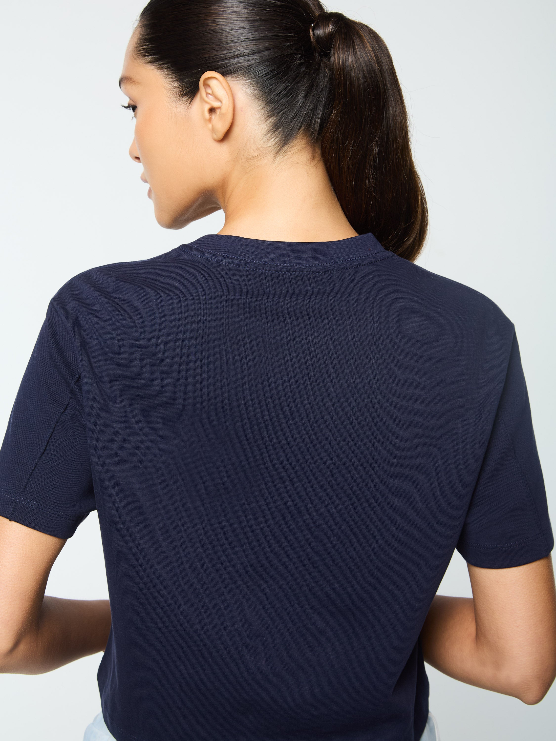 ★SATUR★ W Bon Voyage Slim Fit Crop T-Shirt Navy Amore Crop T-Shirt- Maritime Blue – Sergio Tacchini