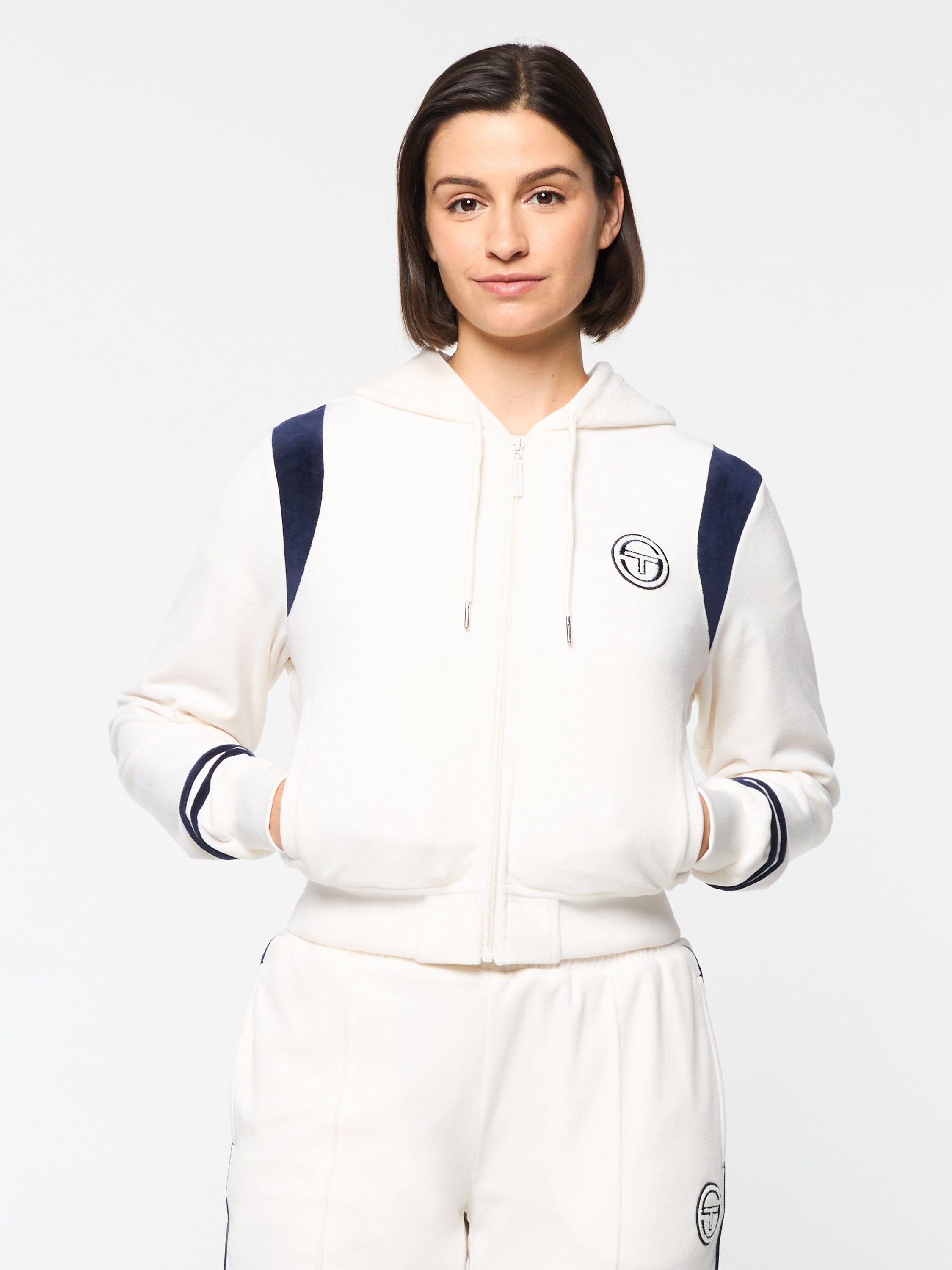 Sarinco Veneto Velour Zip-Up Hoodie- Gardenia – Sergio Tacchini