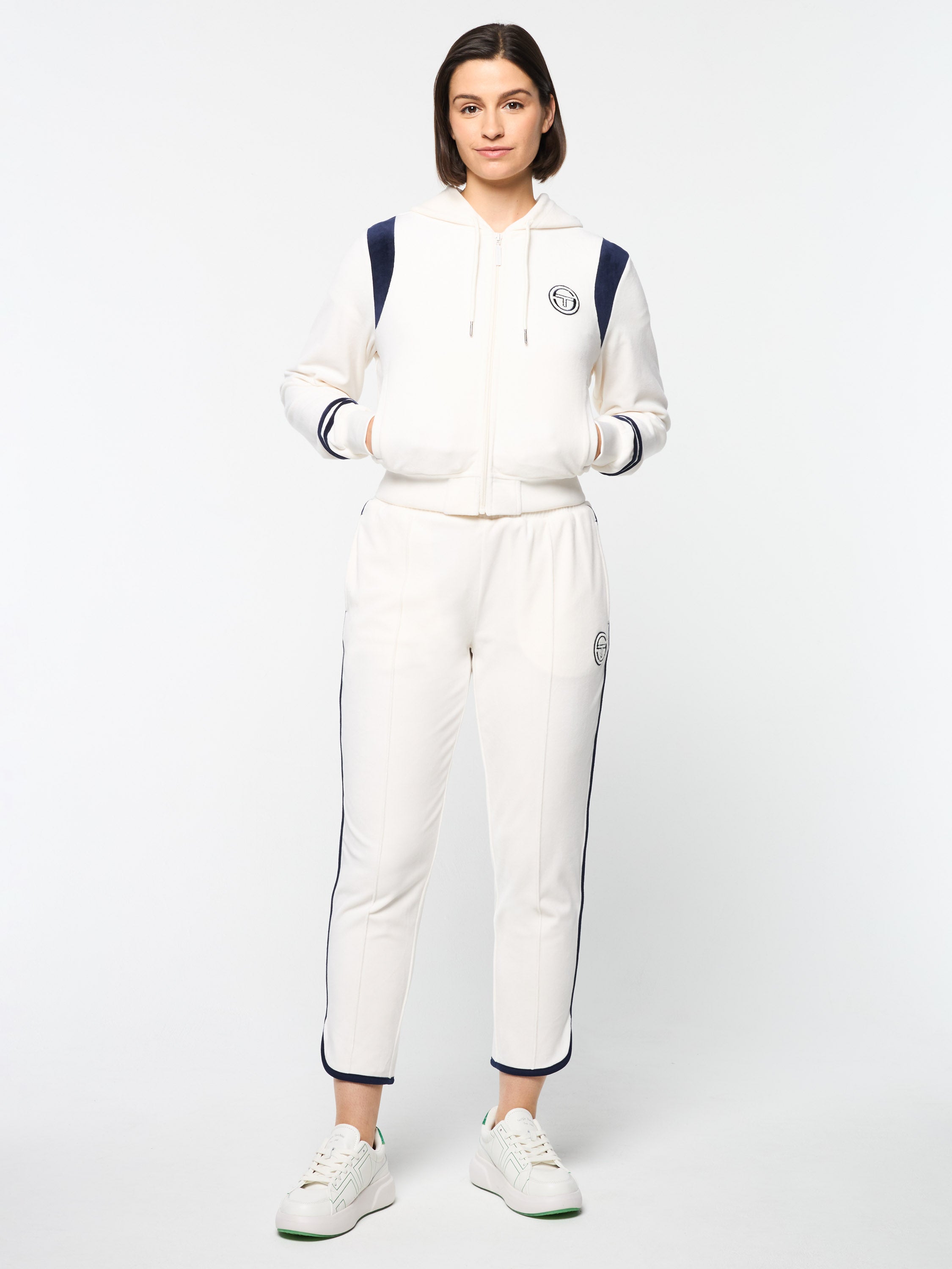 Veneto Velour Zip-Up Hoodie- Gardenia – Sergio Tacchini